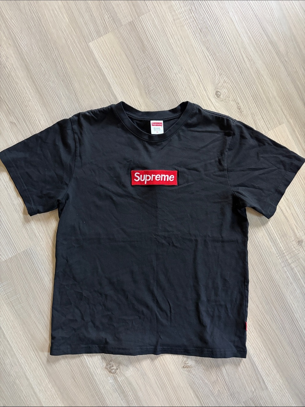 Never worn brand New!Supreme Black T-Shirt with embroidered Red Box